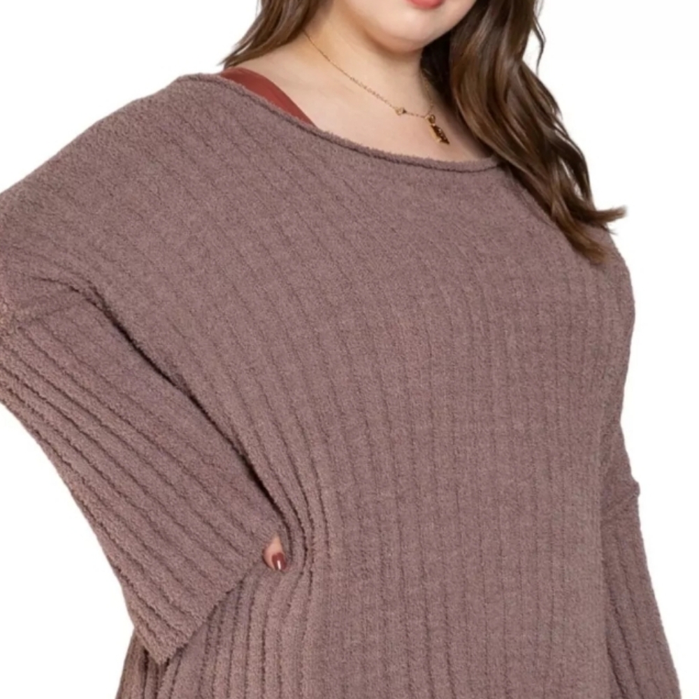 POL Oversized Chenille Relaxed Fit Ribbed Knit Sweater